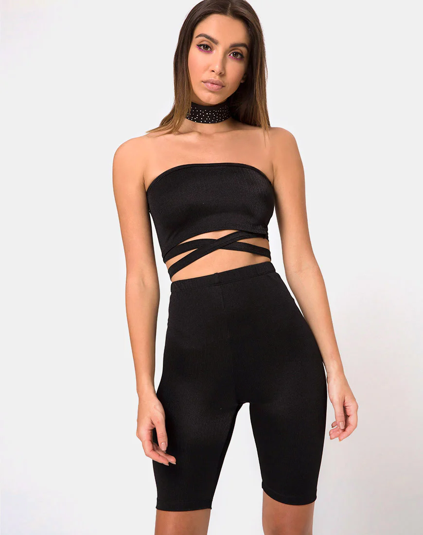 Pinella High Waisted Shorts in Black - Awmao
