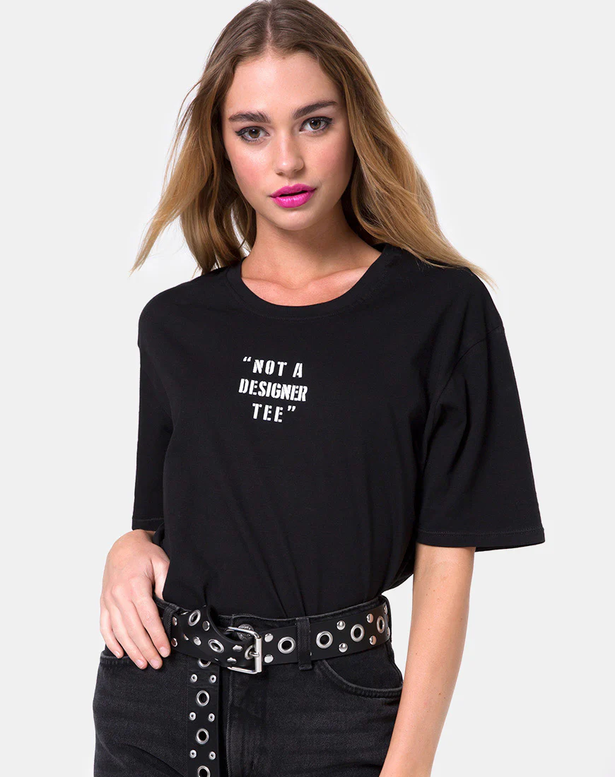 Oversize Basic Tee in Not a Designer Black - Awmao