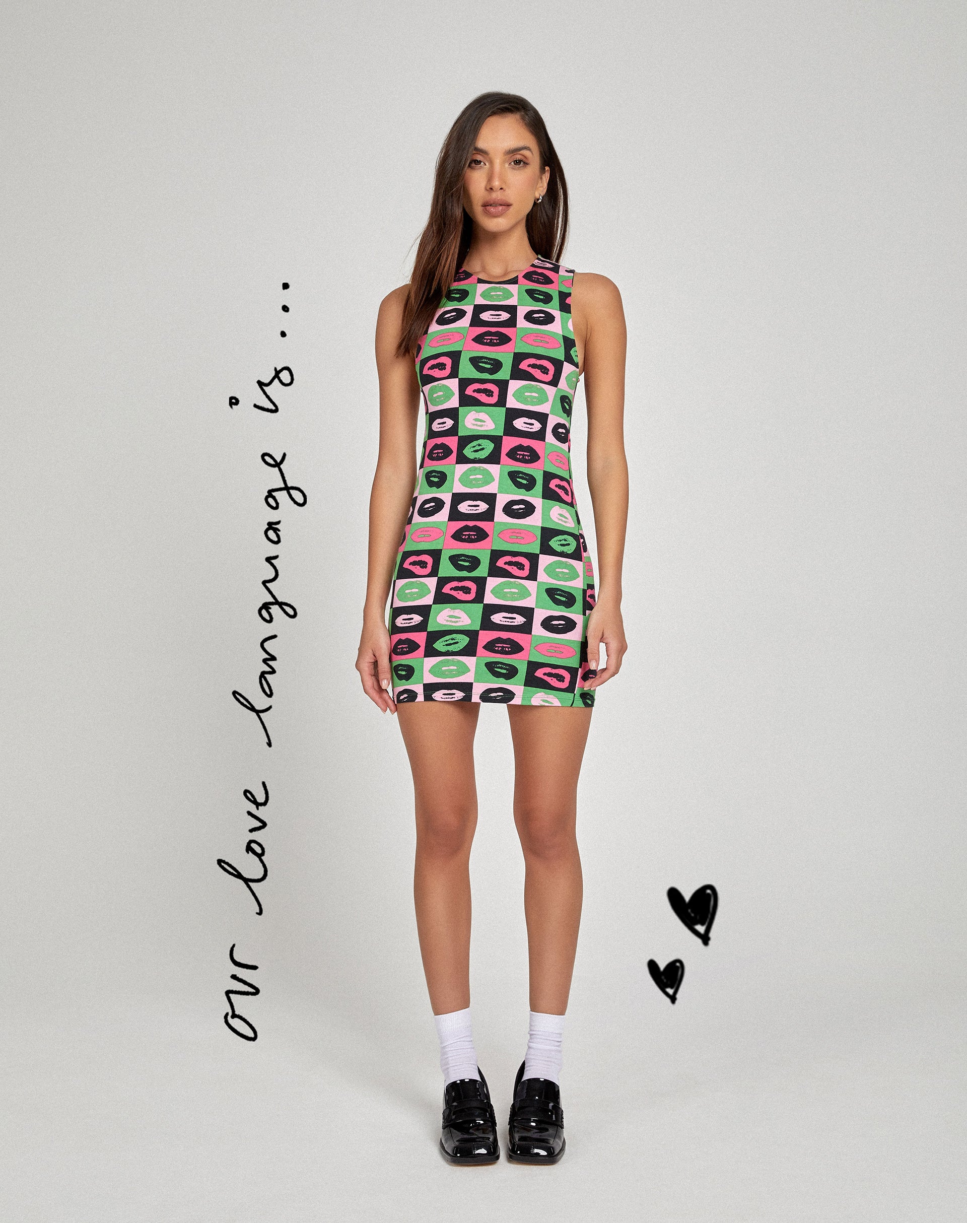 Gele Mini Dress in Lips Green - Awmao