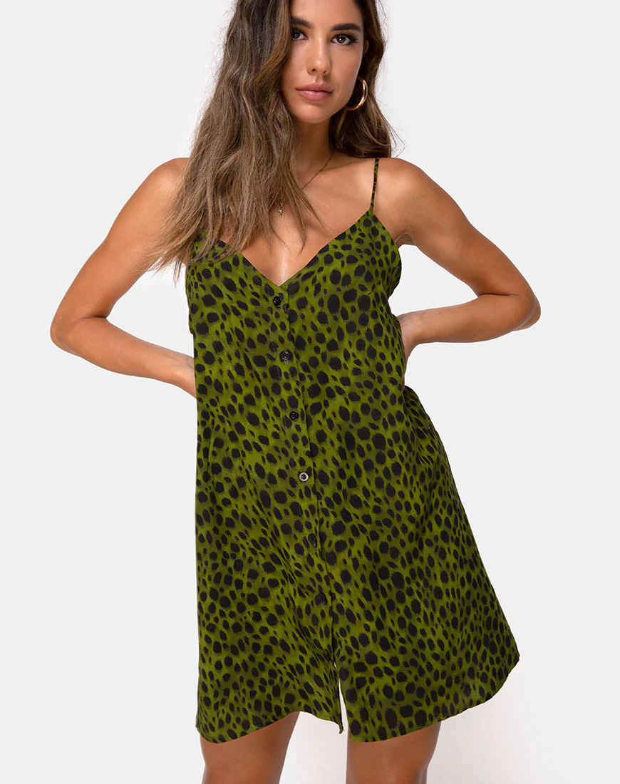 Sanna Slip Dress in Cheetah Khaki - Awmao