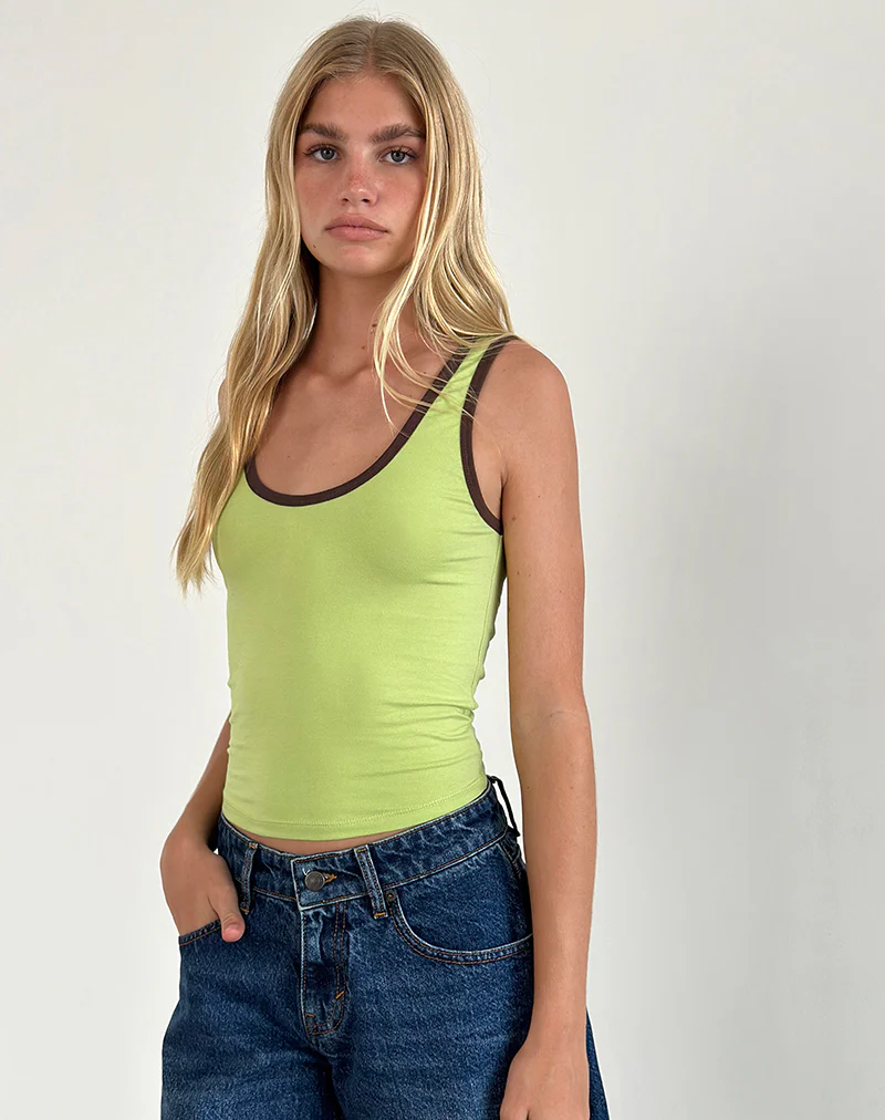 Jastiya Top in Green Banana with Deep Mahogany Binding - Awmao