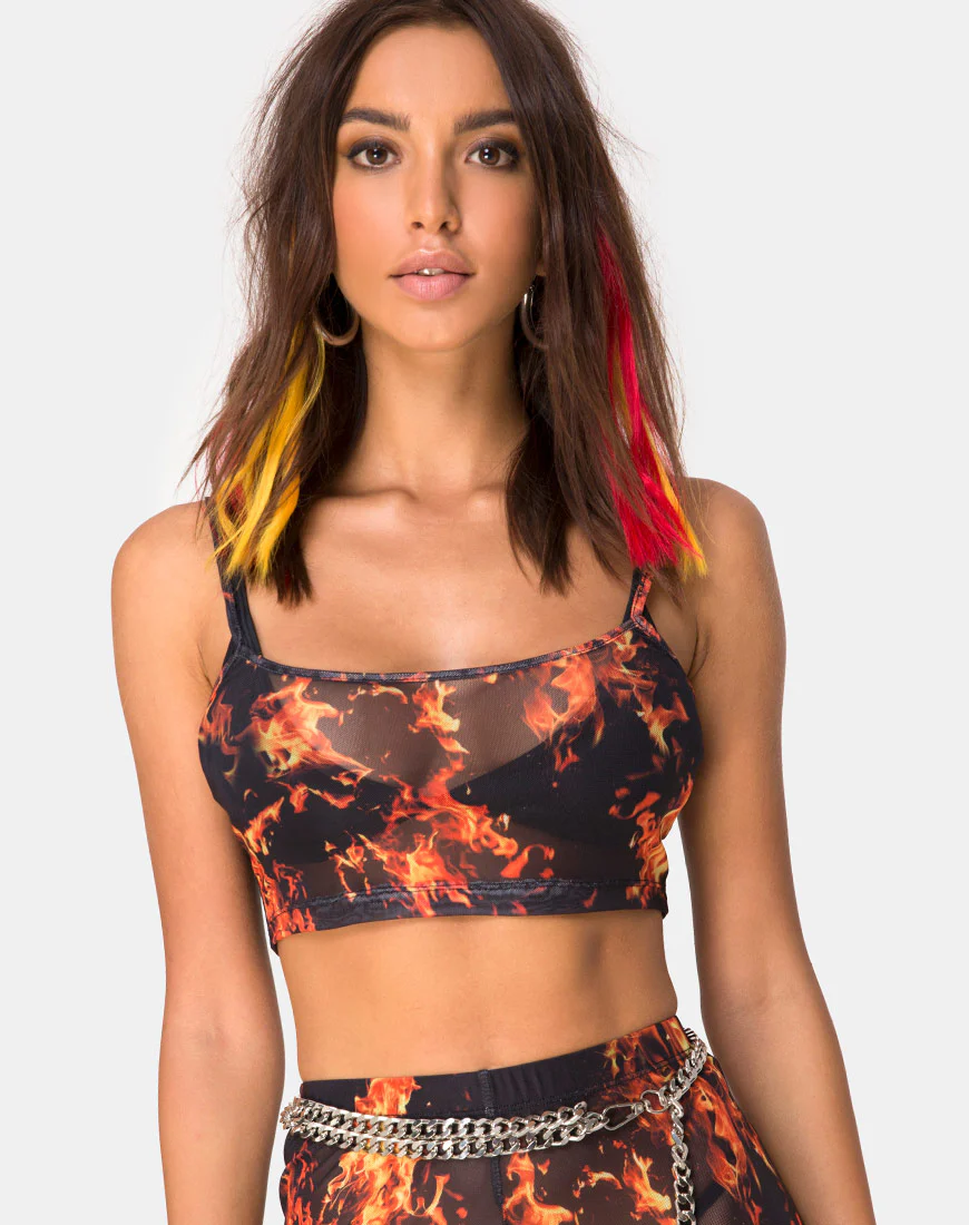 Bliss Crop Top in Fire Mesh - Awmao