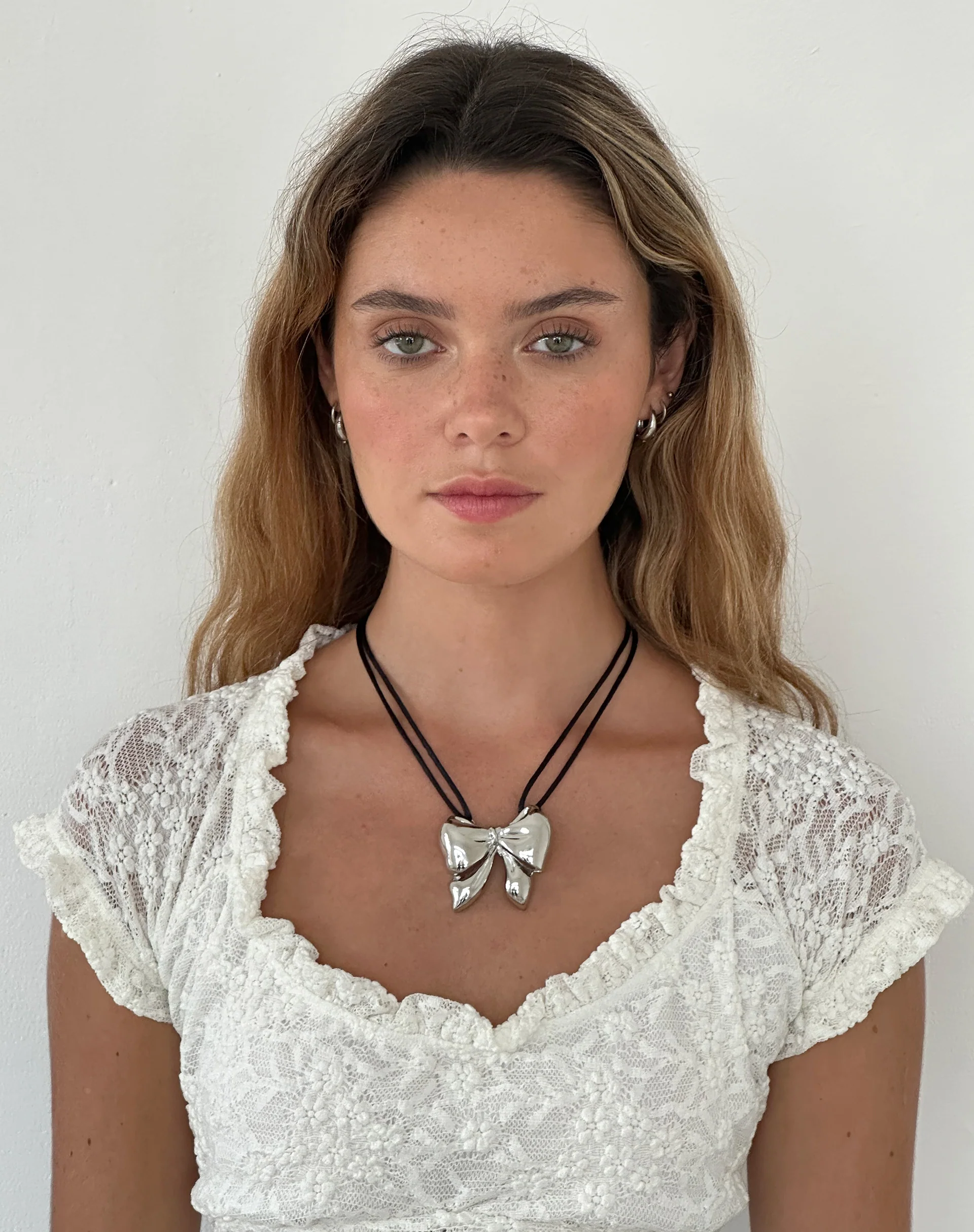 Colette Cord Big Bow Necklace by Gemini Jewels - Awmao