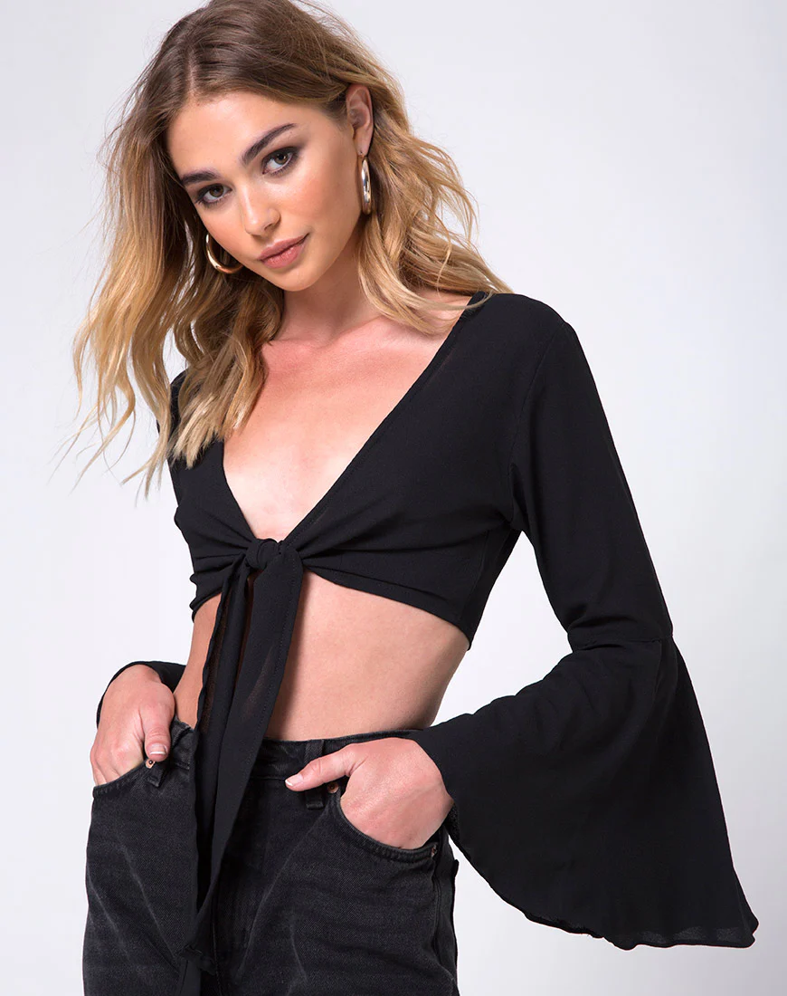 Espha Crop Top in Black - Awmao