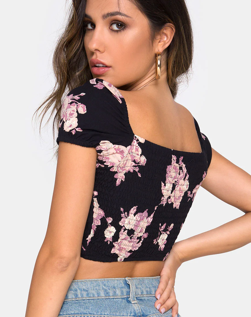 Alya Crop Top in Vintage Rose Pink - Awmao
