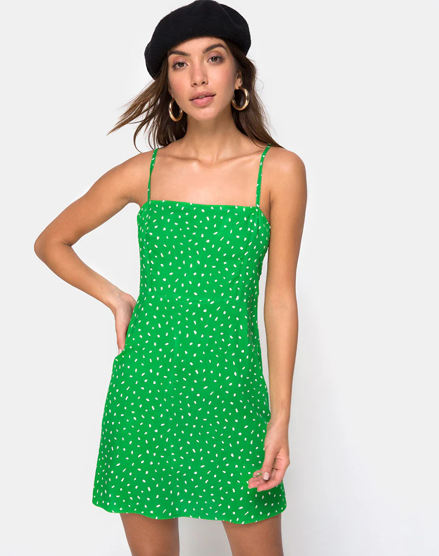 Boyasly Slip Dress in Mini Diana Dot Green - Awmao