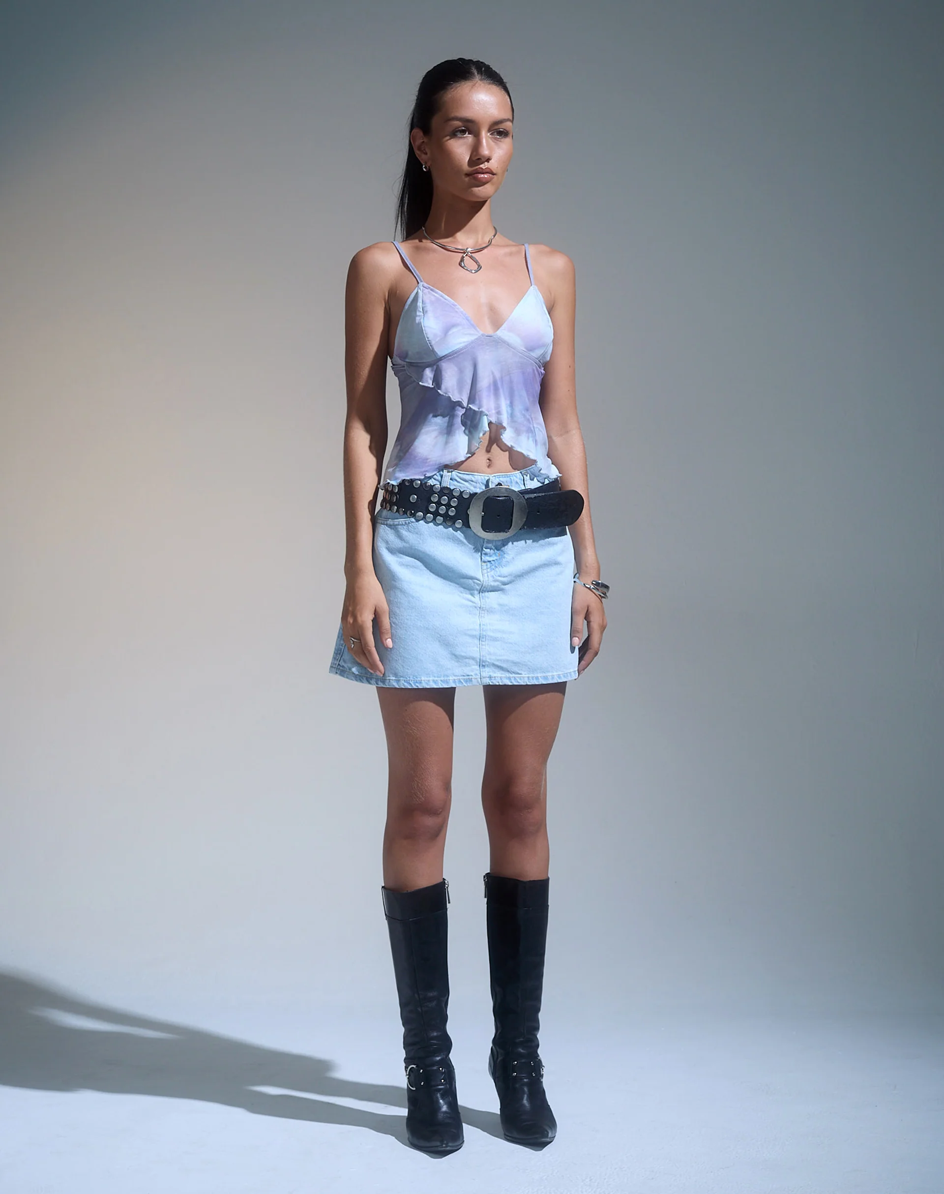 Cojira Mesh Butterfly Top in Printed Pearly Shell - Awmao