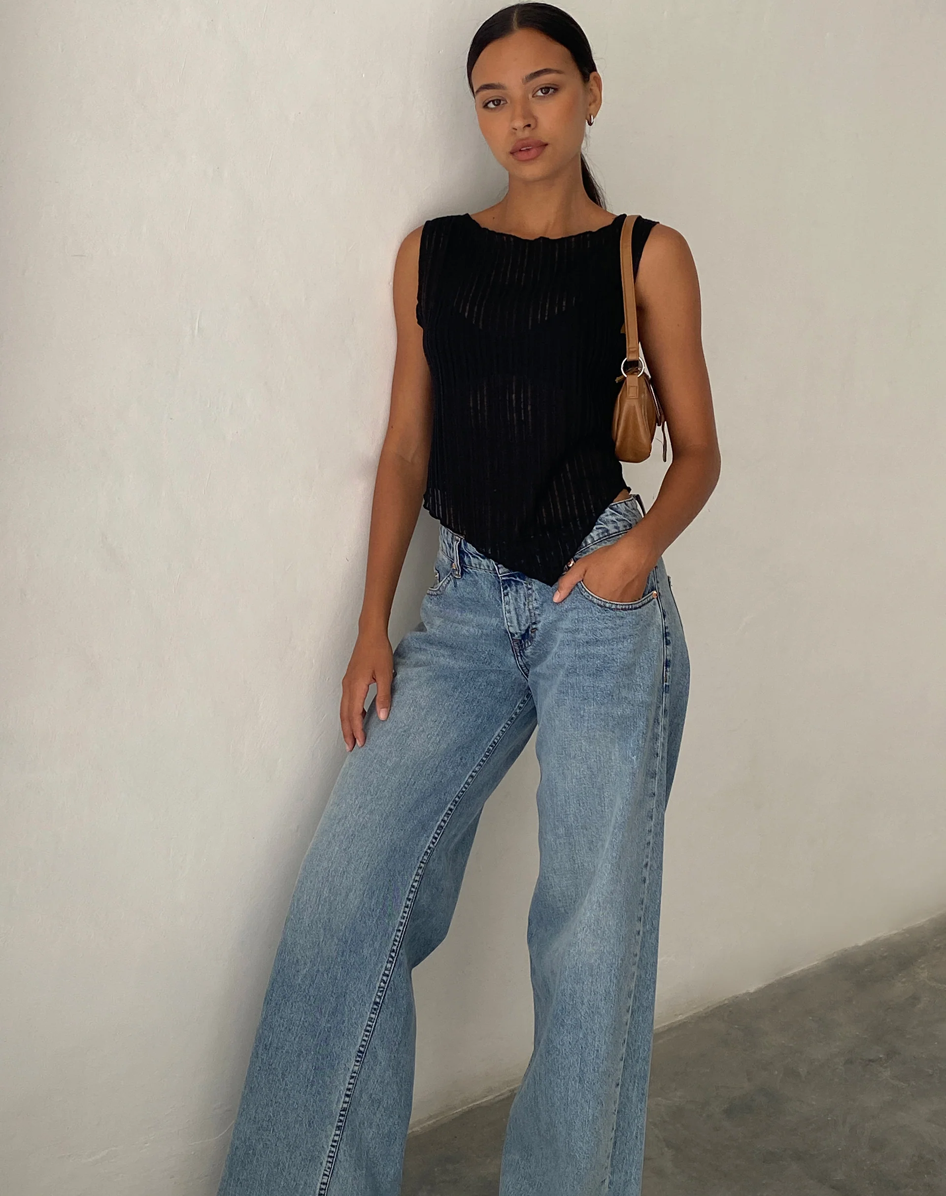 Etta Knitted Vest Top in Black - Awmao
