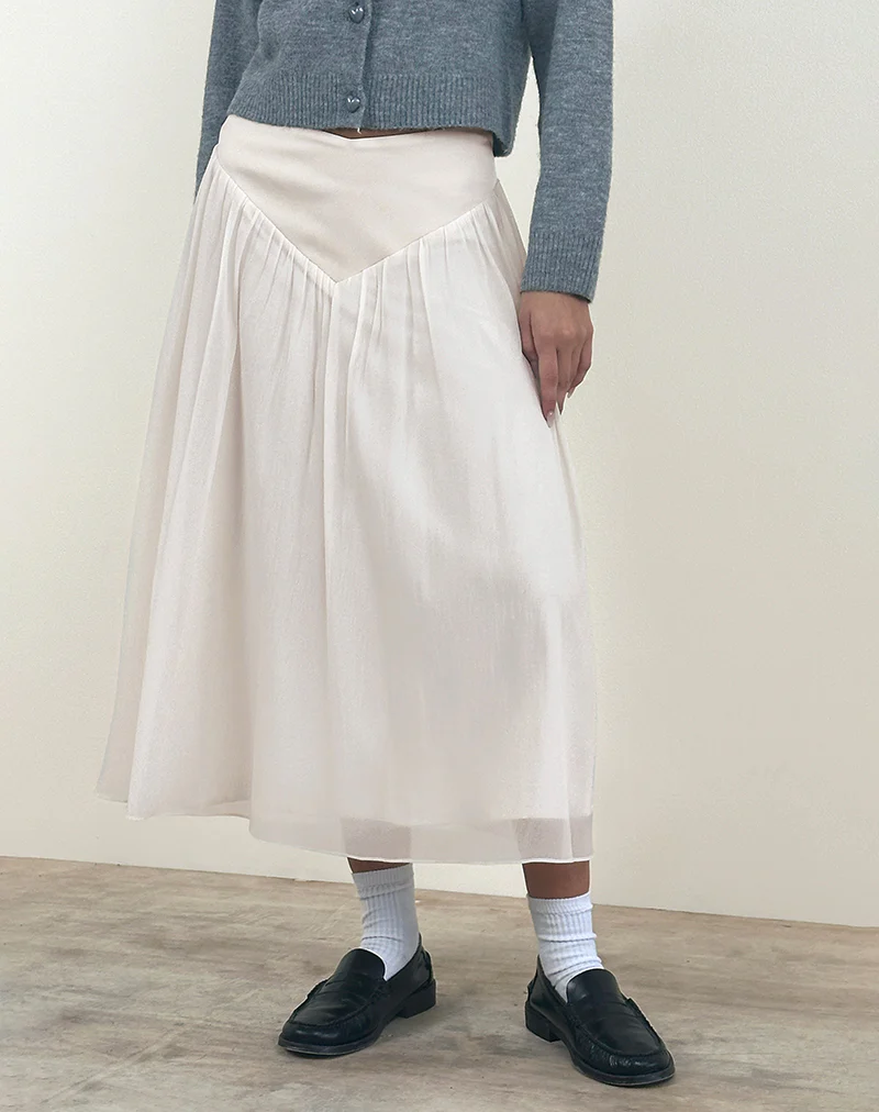 Derika V Waist Maxi Skirt in Cream - Awmao