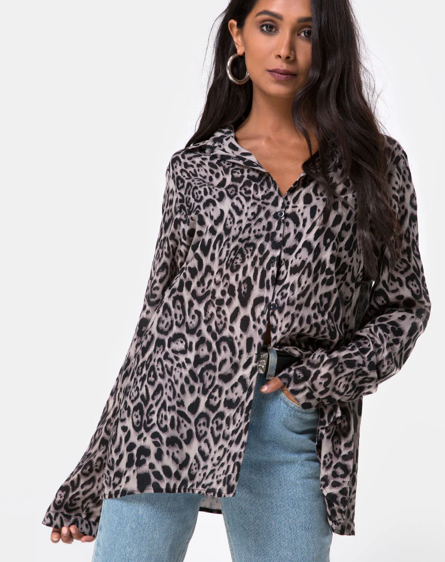 Disam Shirt in Leopard Grey - Awmao