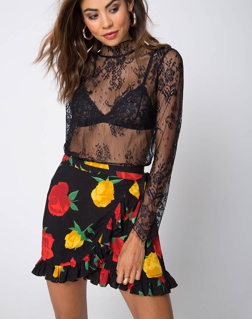 Miza Mini Skirt in Rose Romance - Awmao