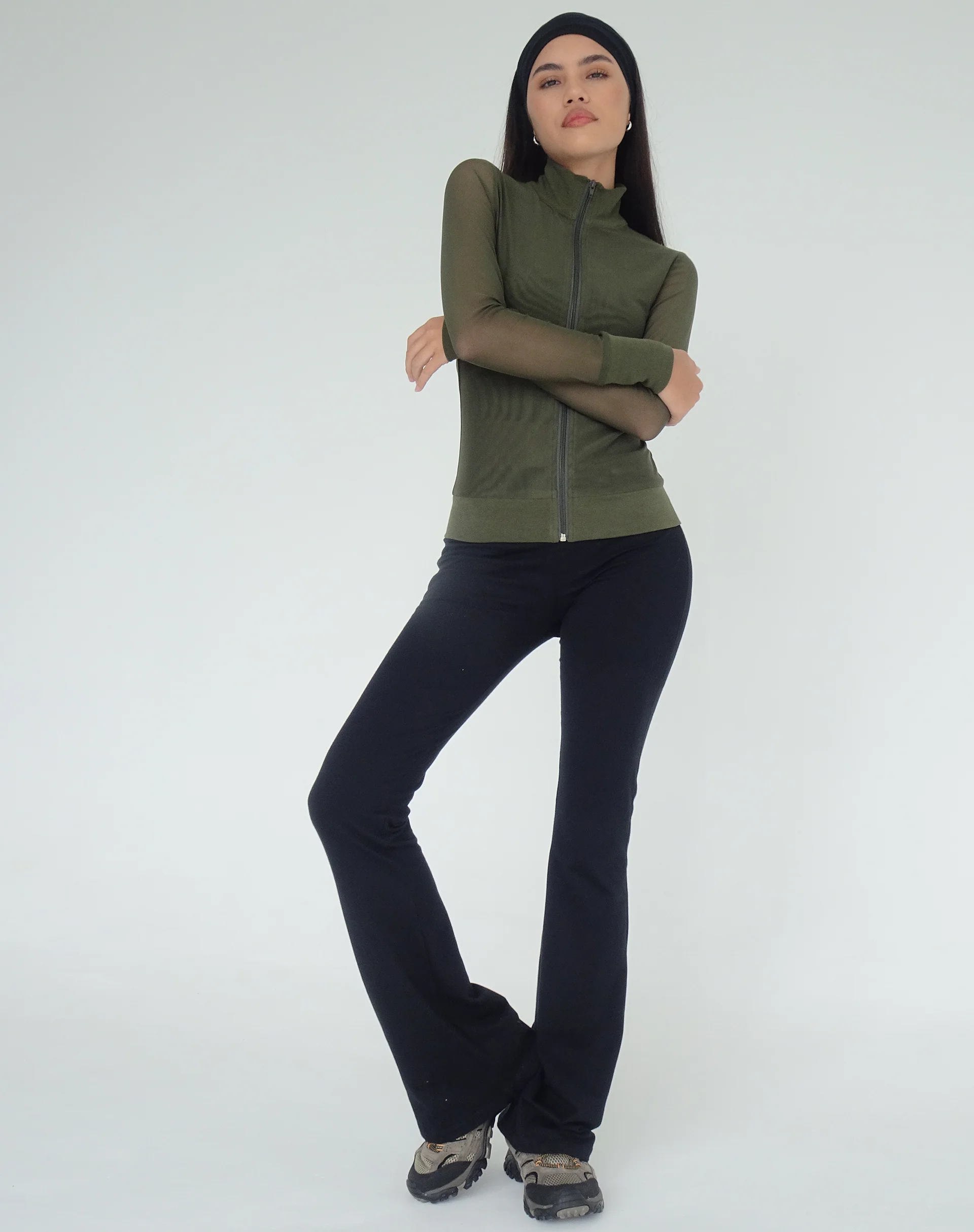 Signe Regular Bootcut Tailored Trousers in Lycra Black - Awmao