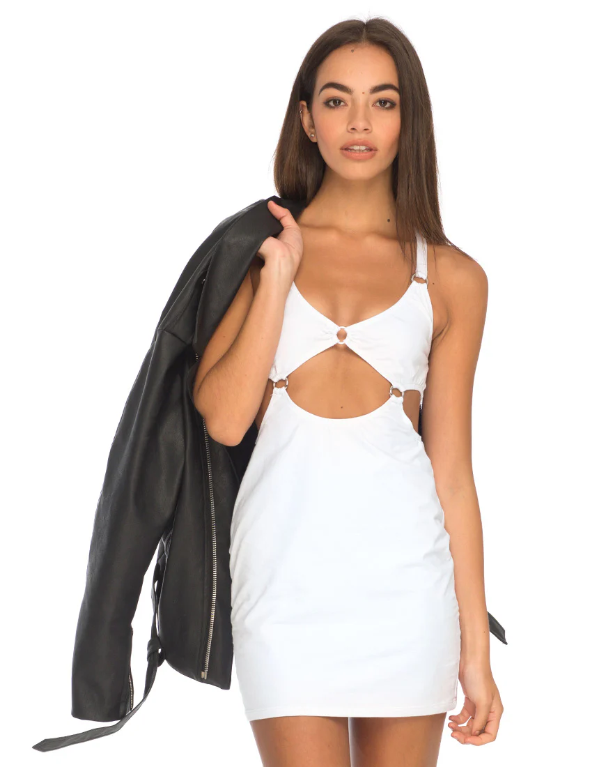 Jezabel Cut Out Dress in White - Awmao