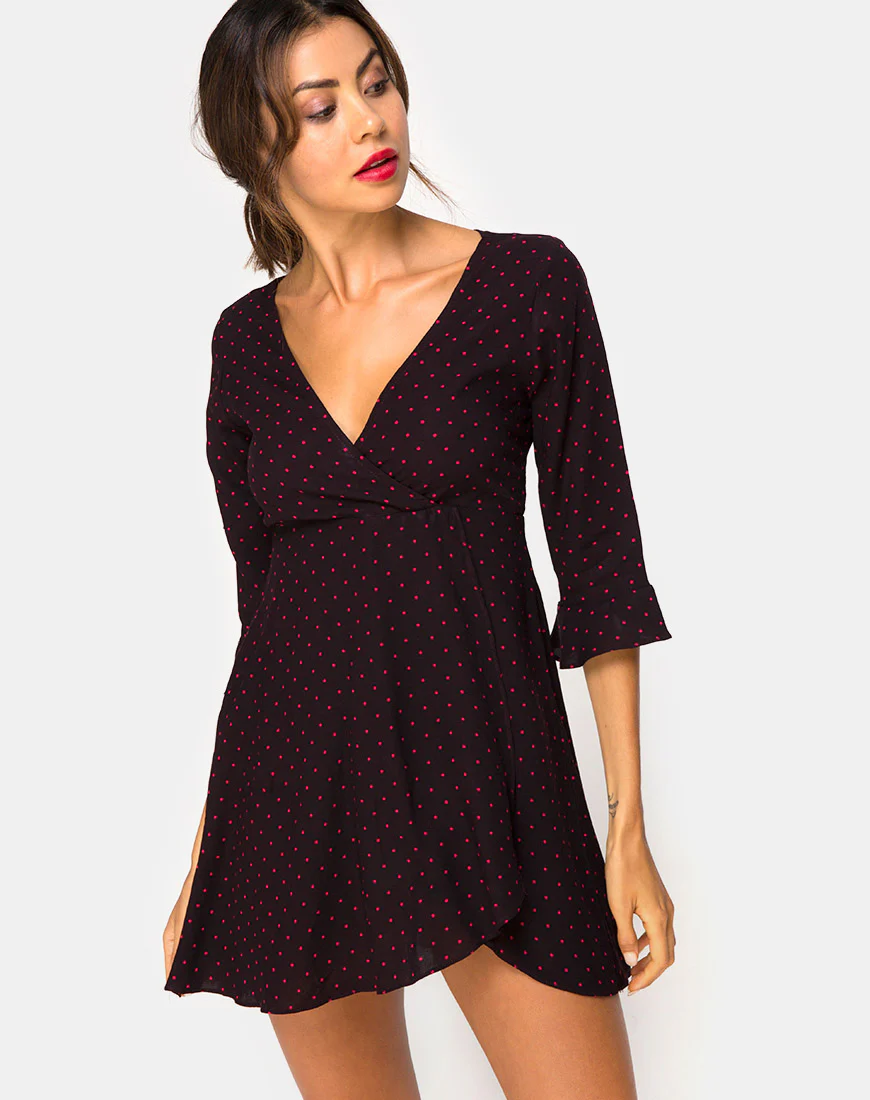 Vinon Dress in Cuban Dot Red - Awmao
