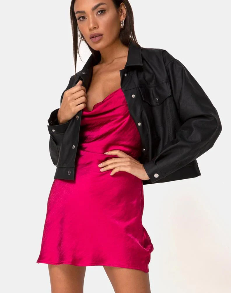 Paiva Slip Dress in Satin Cherry - Awmao
