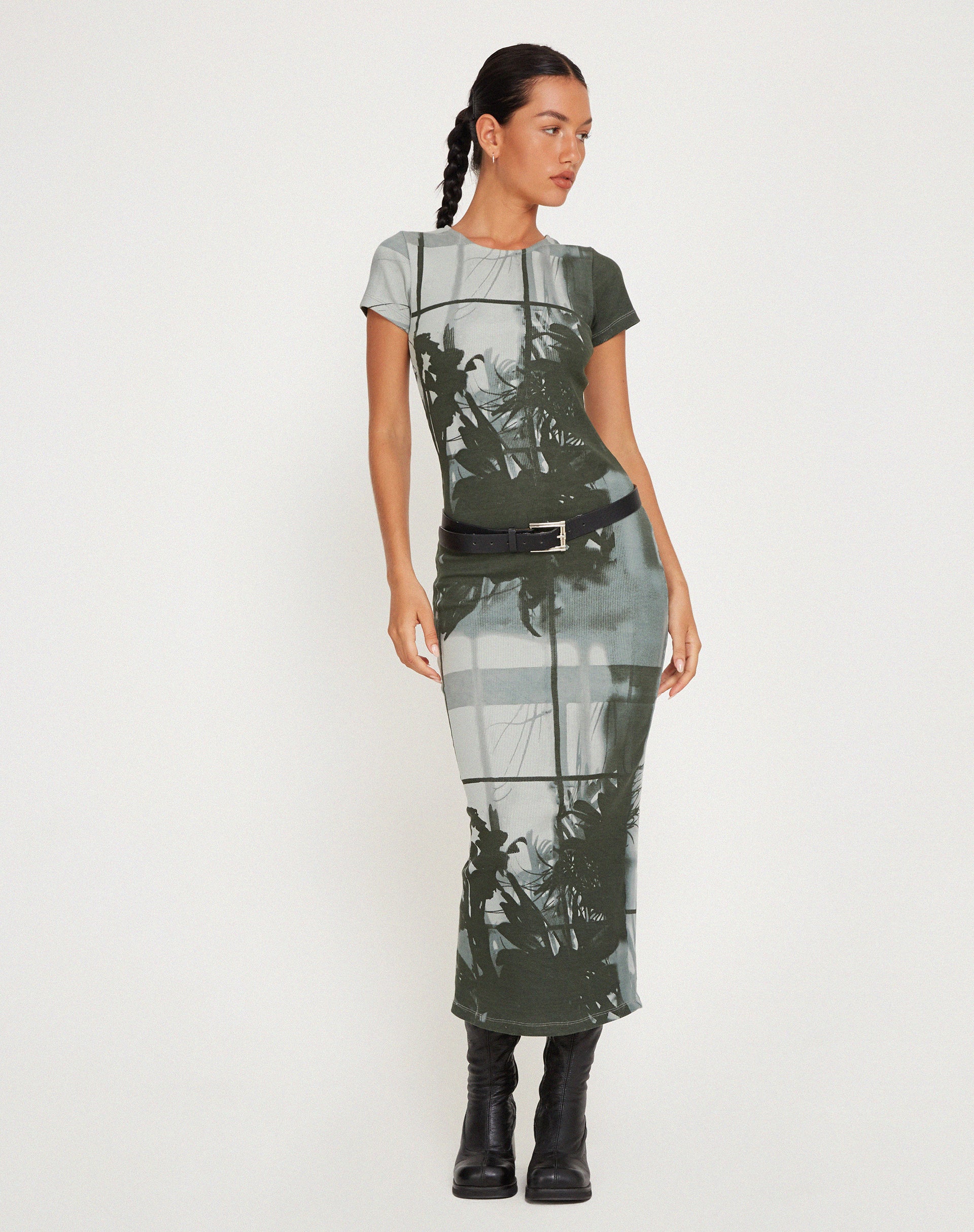 Rosika Midi Dress in Country Window Green - Awmao