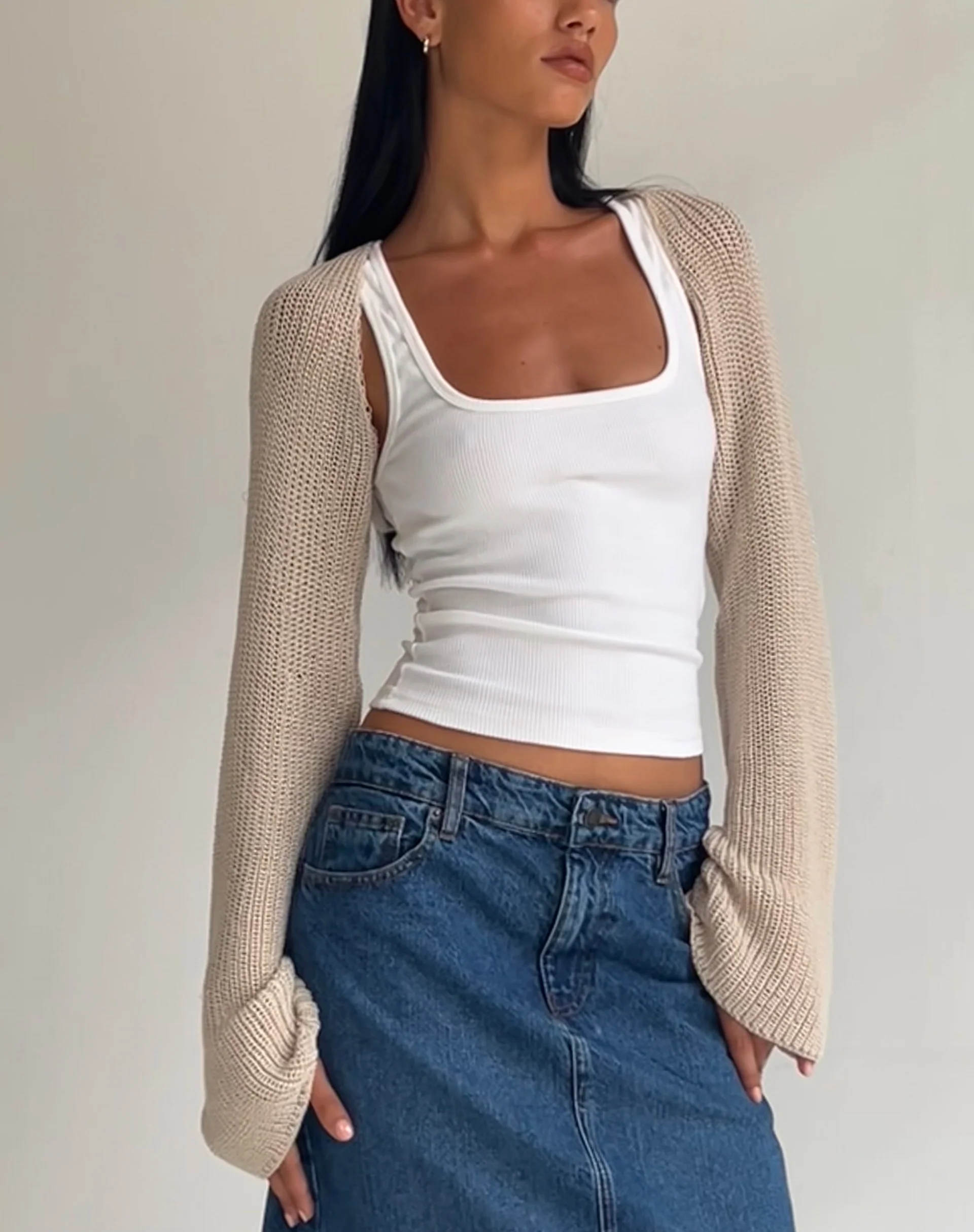 Nobila Shrug Top in Natural - Awmao