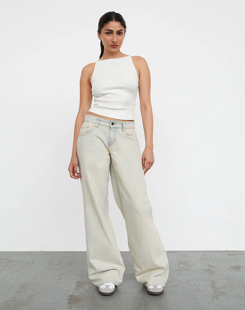 Roomy Extra Wide Low Rise Jeans In Arctic Blue - Awmao