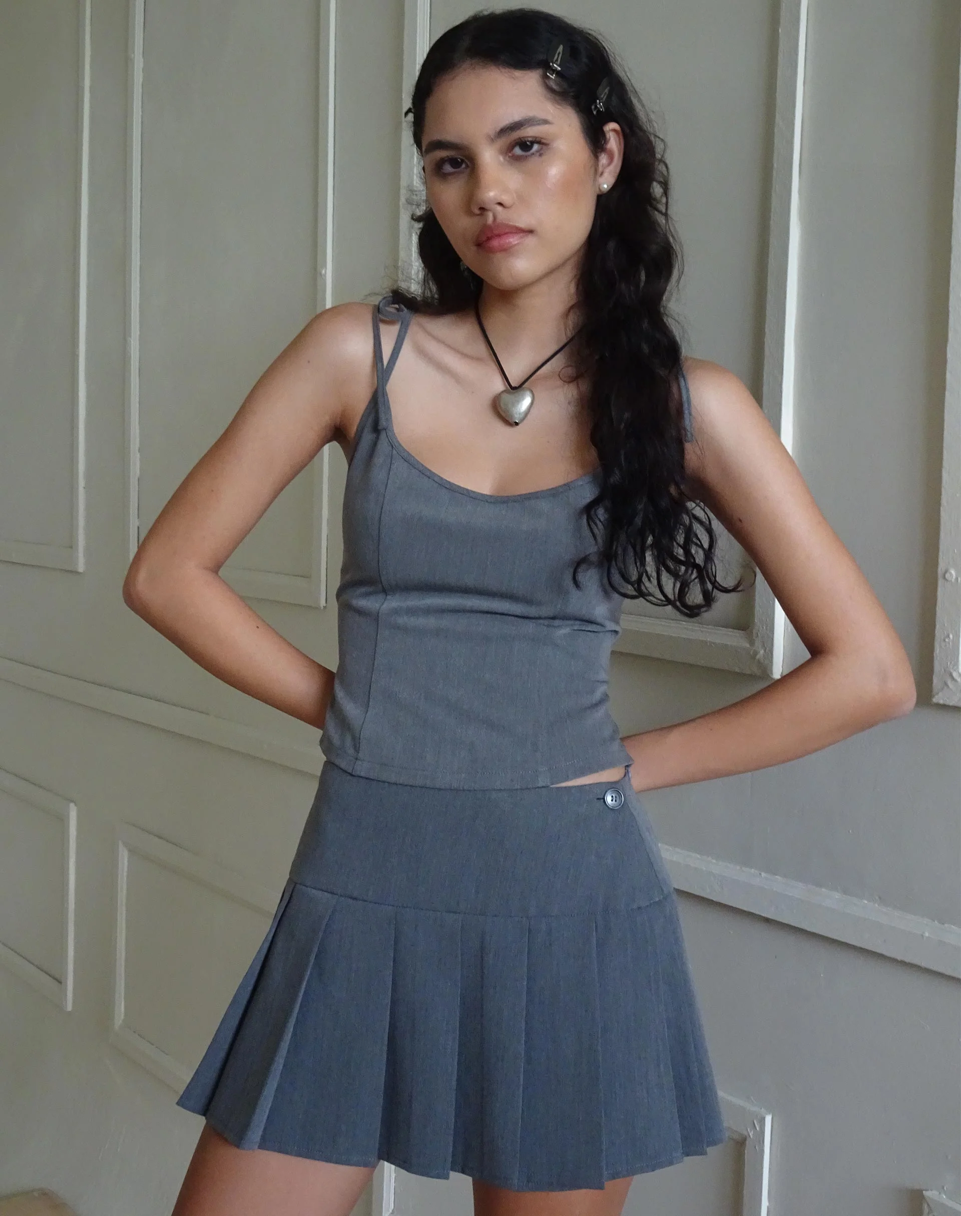 Kiona Corset Top in Charcoal - Awmao