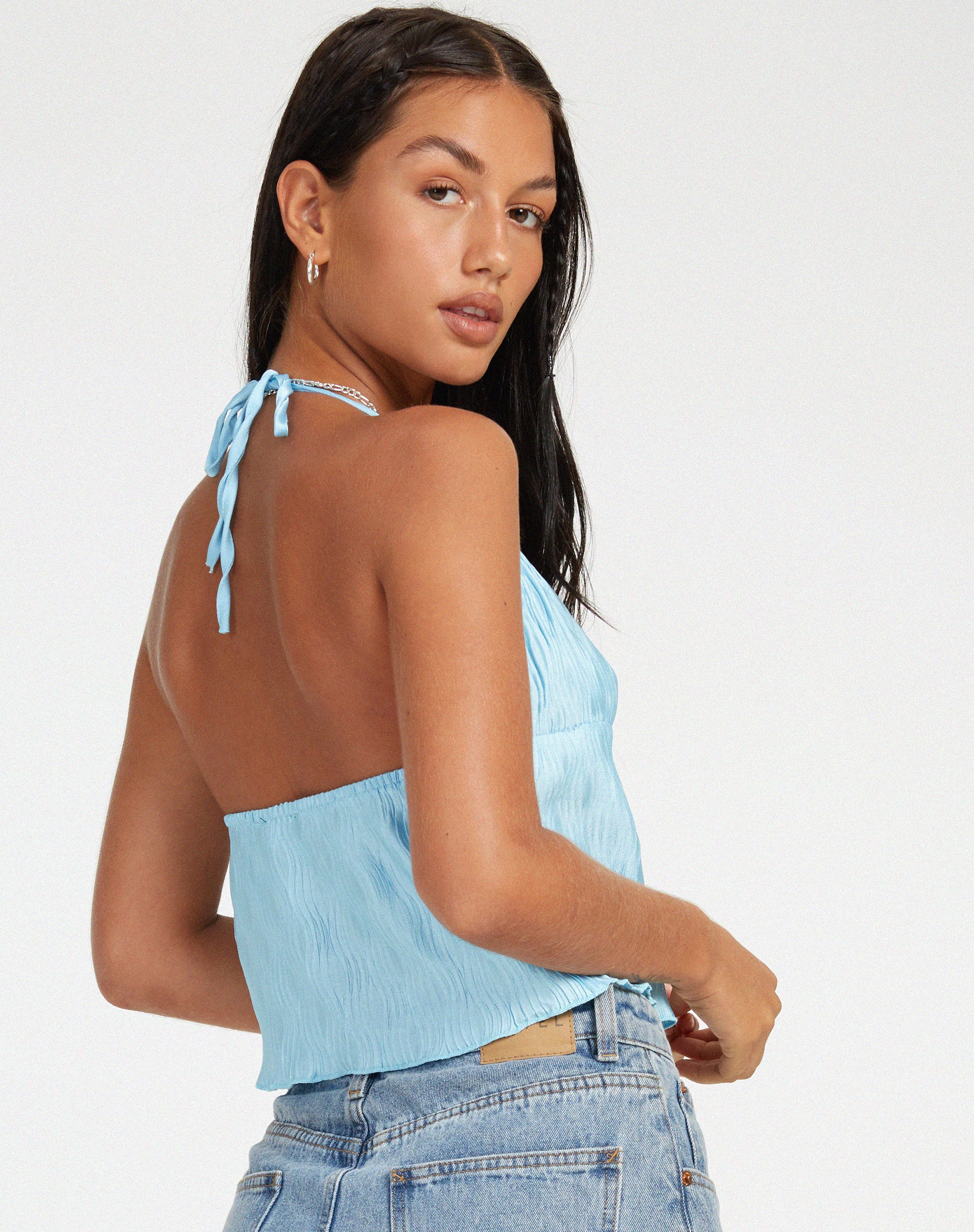 Dama Crop Top in Blue - Awmao