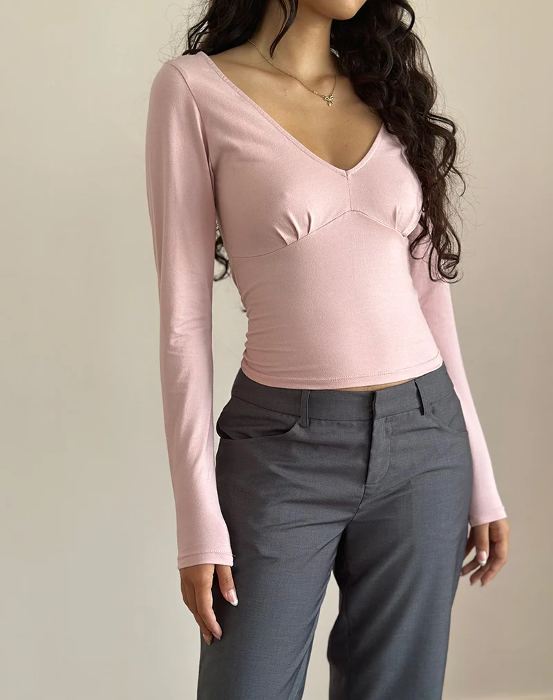 Sisil Long Sleeve Top In Pink Lady - Awmao