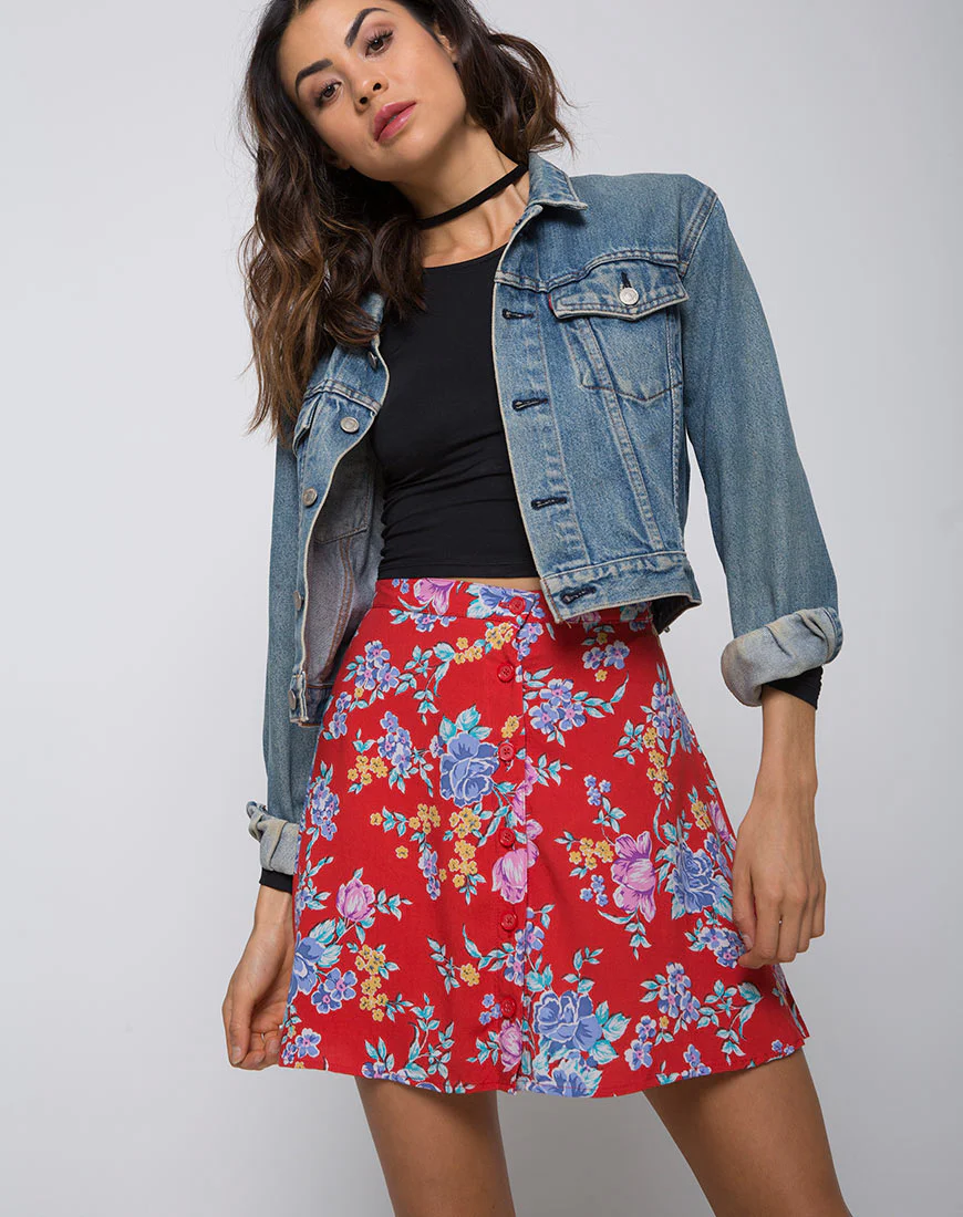 Andrea Skater Skirt in Vintage Fleur - Awmao