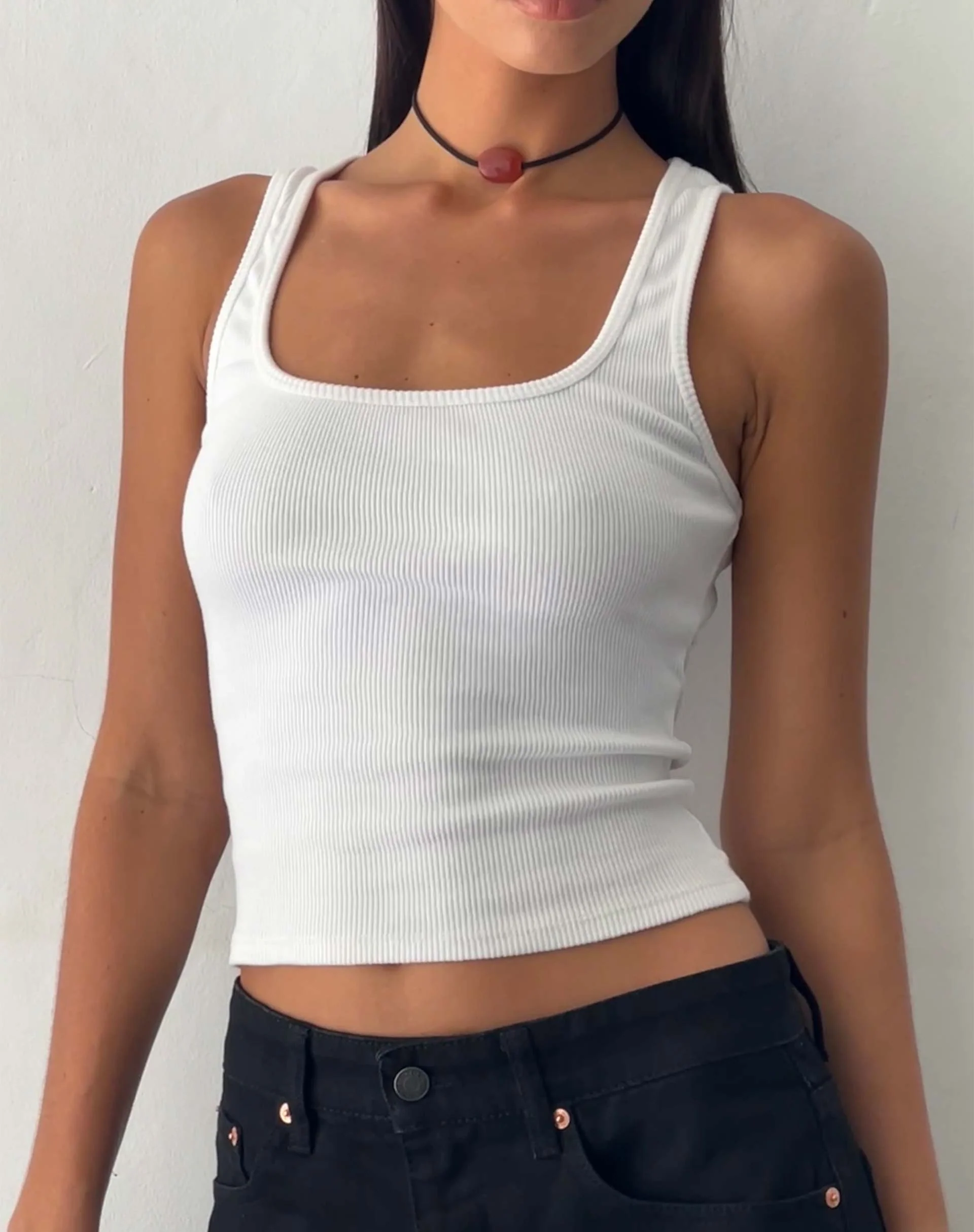 Roxe Vest Top in White - Awmao