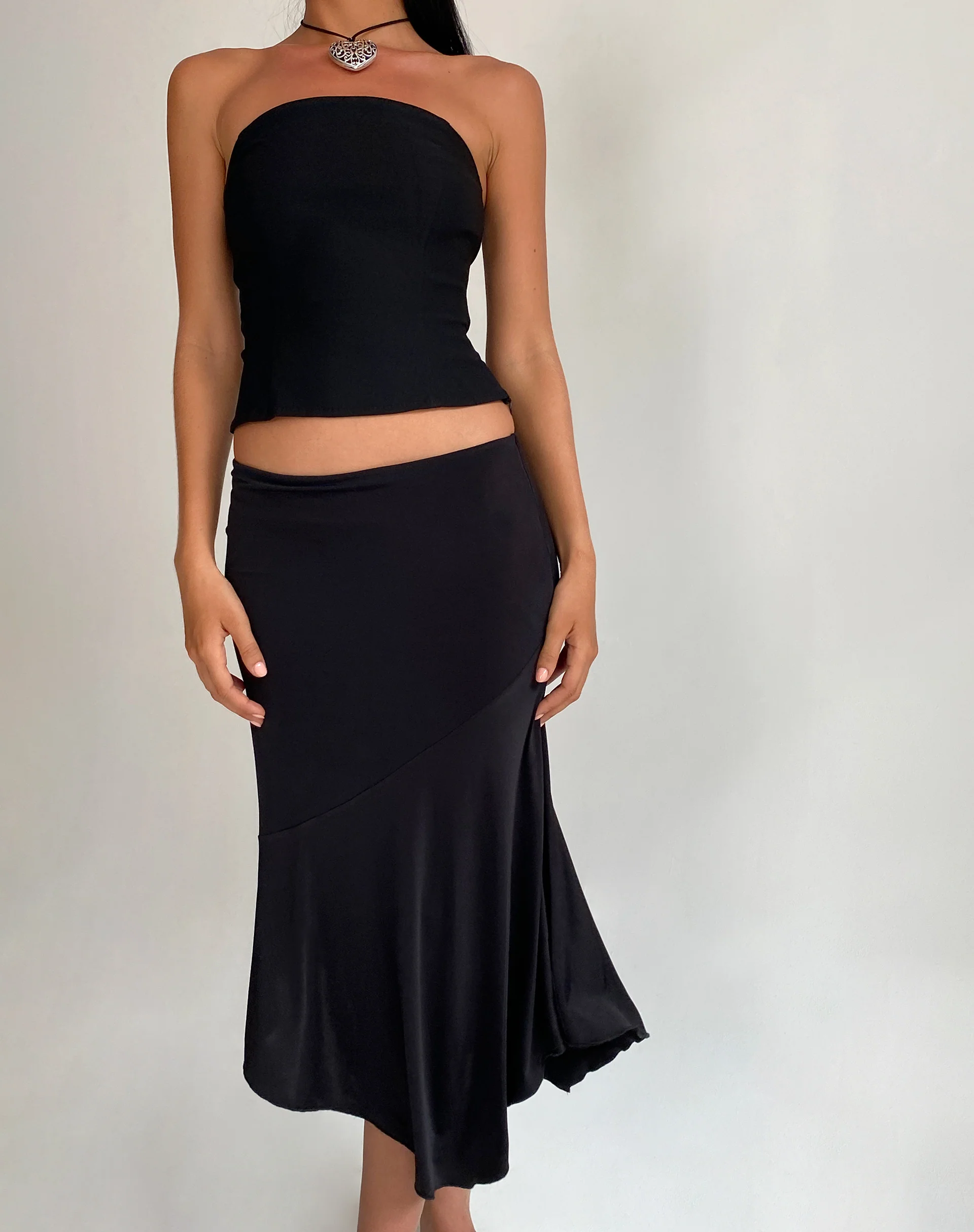 Maribaya Longline Corset Top in Black - Awmao