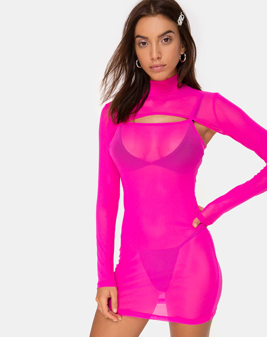 Glesia Dress Fluro Pink - Awmao