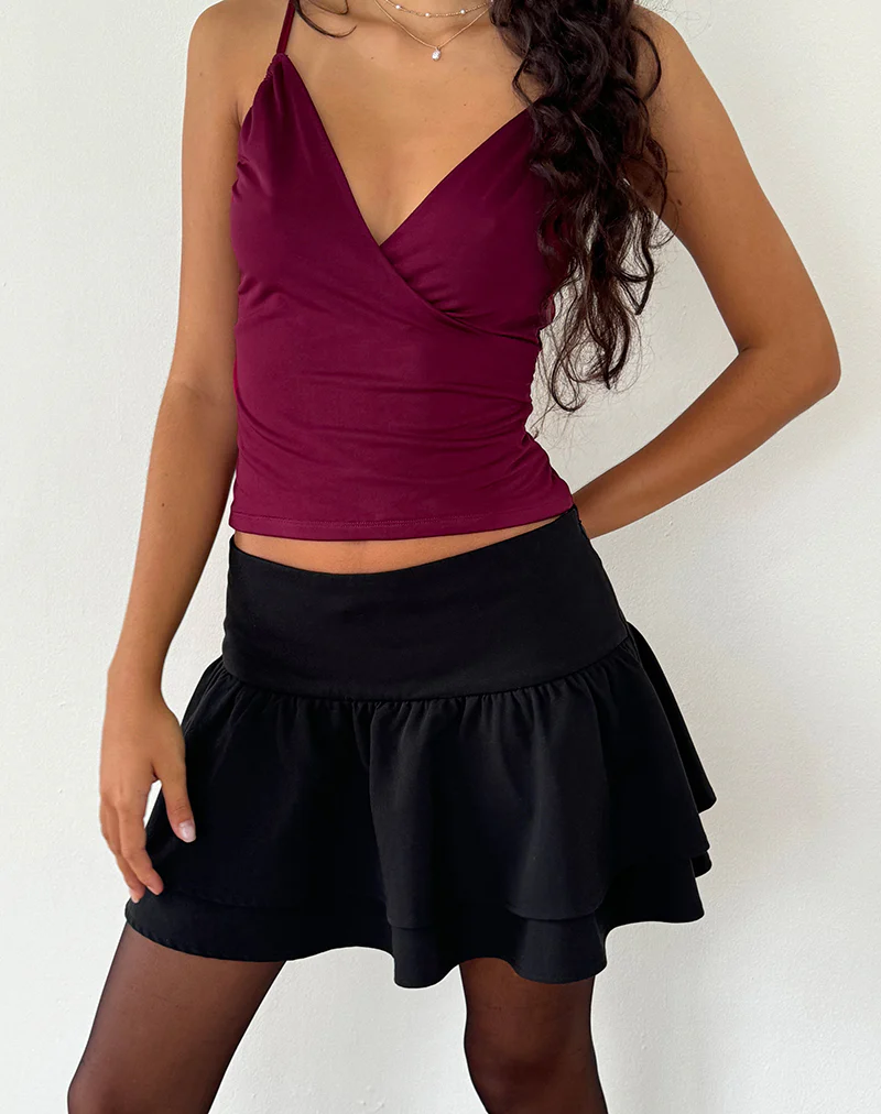 Bea Cross Front Top in Burgundy - Awmao