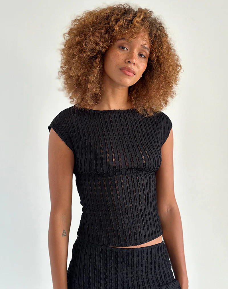 Nova Top in Crinkle Jet Black - Awmao