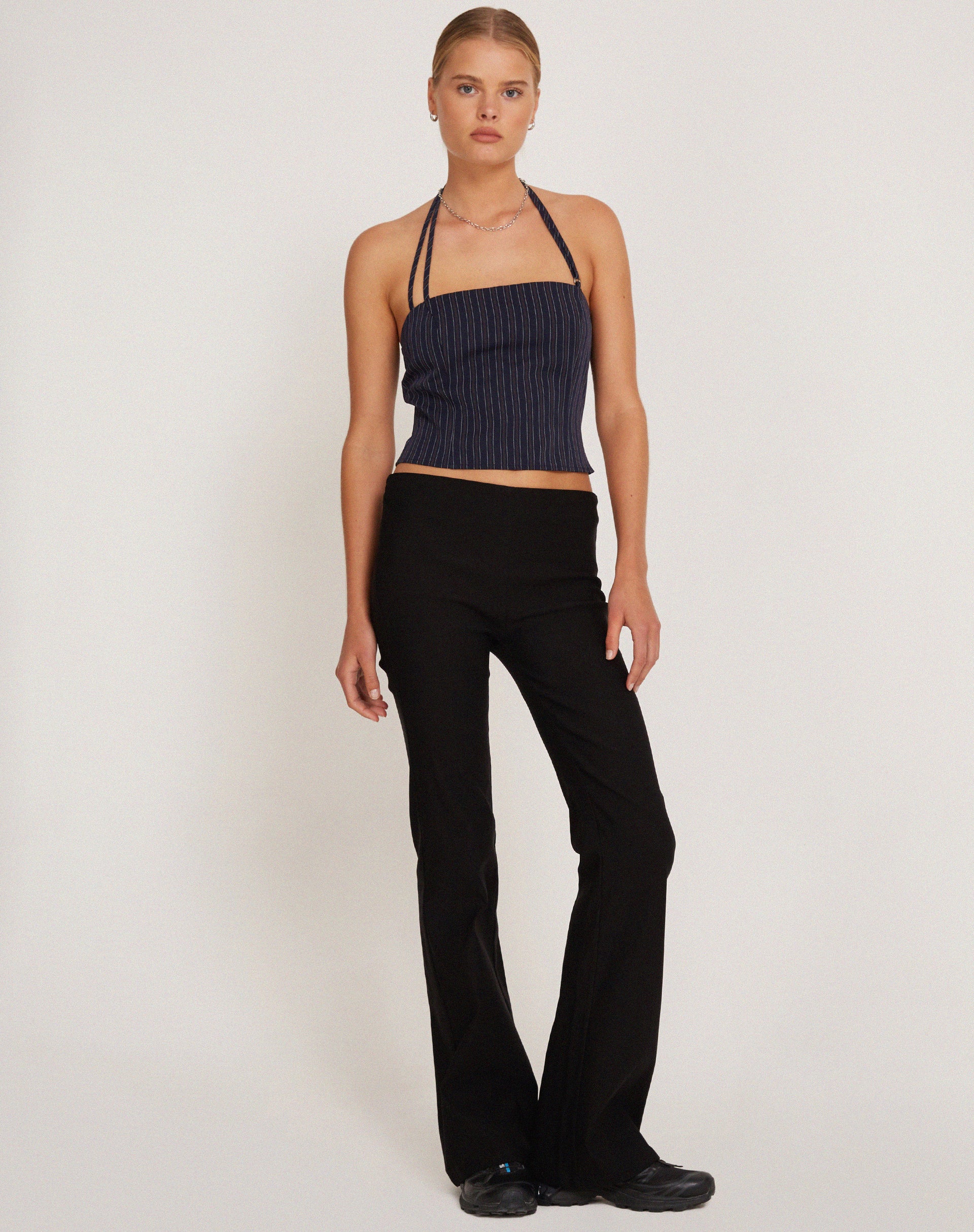 Arreta Crop Top in Pinstripe Navy - Awmao