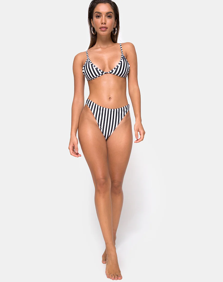Vader Bikini Bottom in Black and White Stripe - Awmao