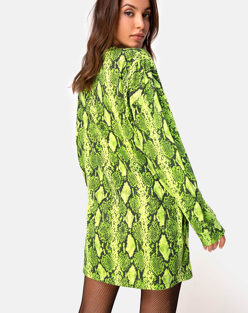 Lotsun Jumper Dress in Snake Lime - Awmao