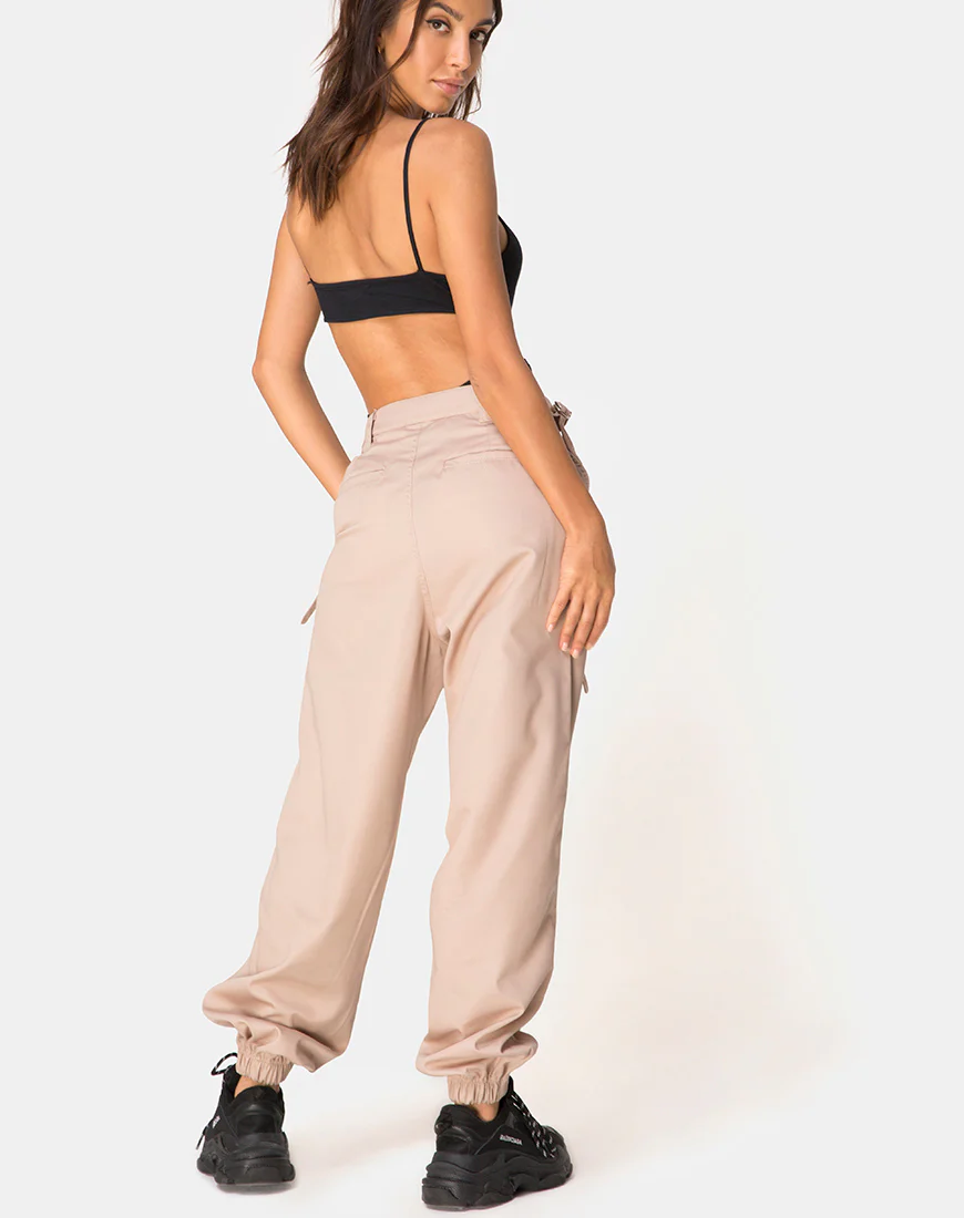 Jubie Cargo Trouser in Tan Drill - Awmao