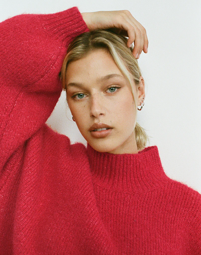 Amato Oversized Jumper in Red - Awmao