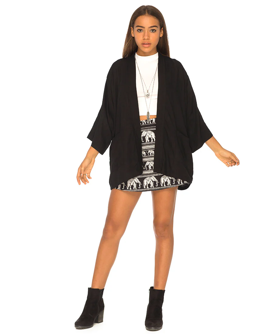 Kimono Jacket in Black - Awmao
