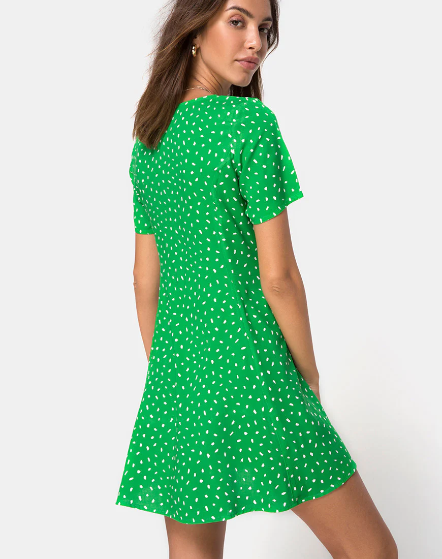 Neyka Dress in Mini Diana Dot Green - Awmao