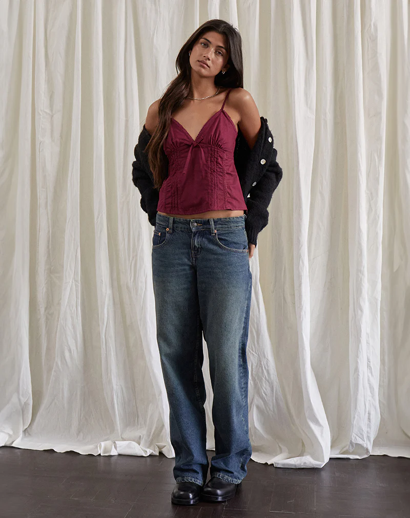 Jepuni Cami Top in Burgundy - Awmao