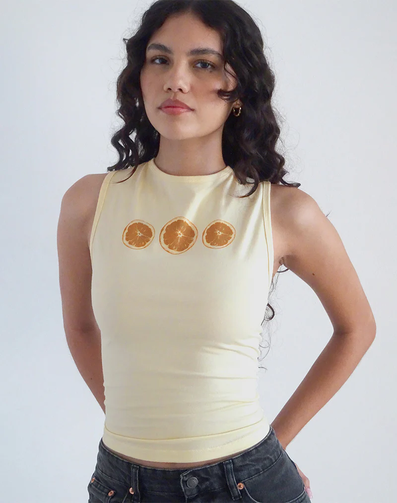 Leen Tank Top in Buttermilk Oranges - Awmao