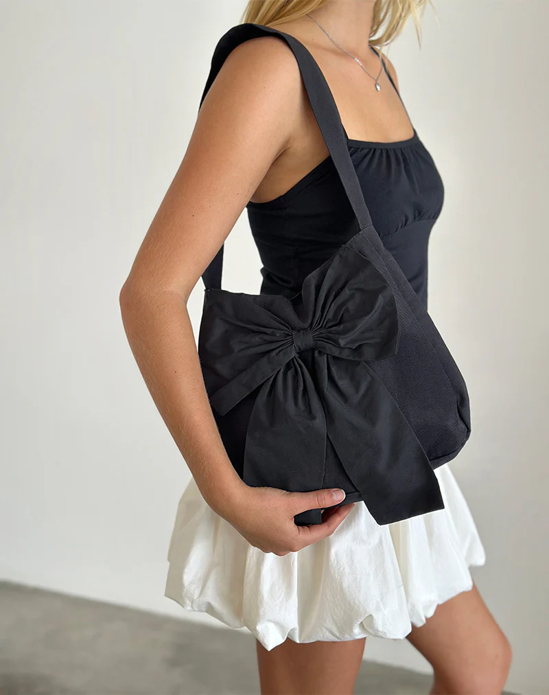 Nagi Bag in Black with Black Bow - Awmao