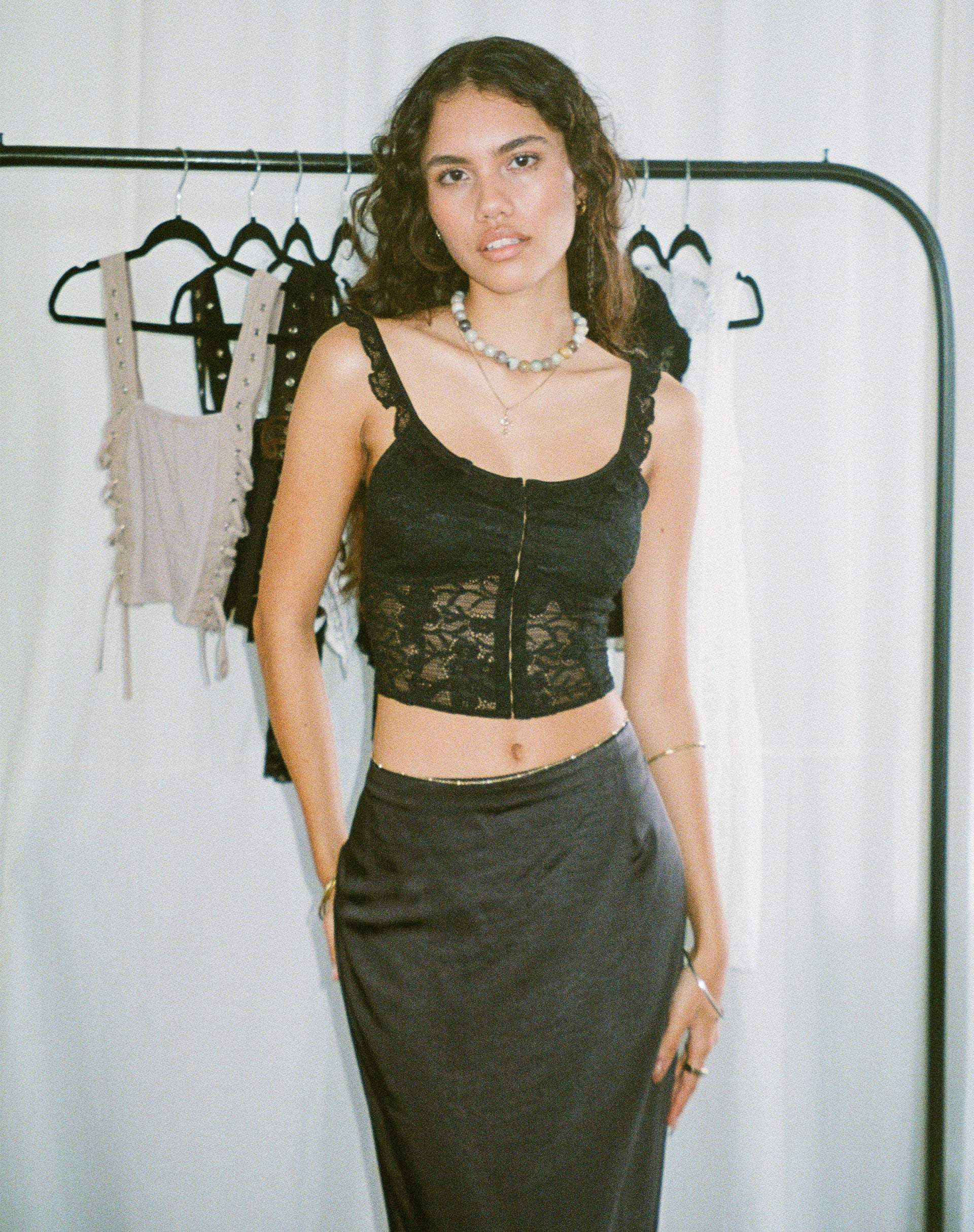 Laru Corset Top in Lace Black - Awmao