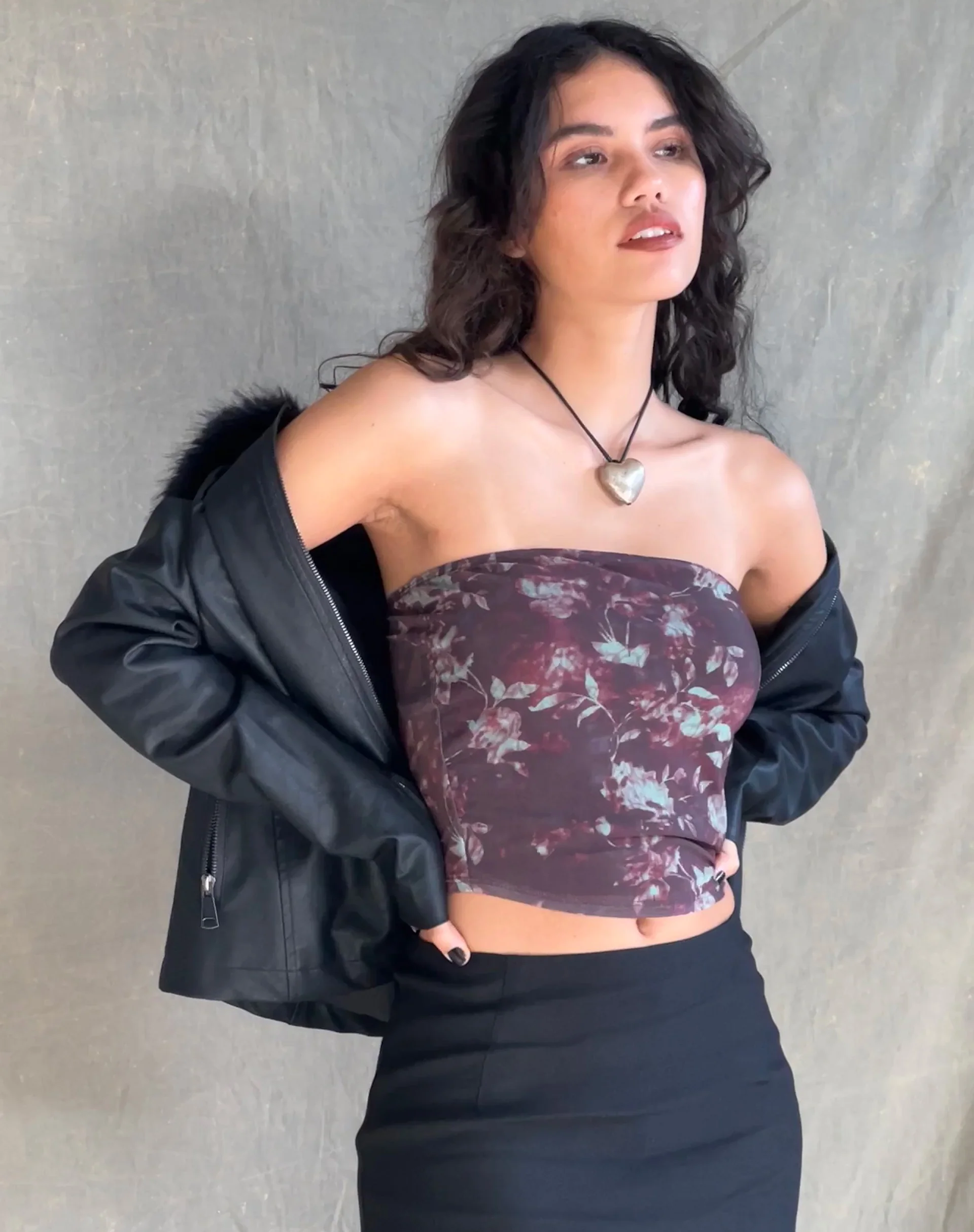 Peggy Bandeau Top in Botanical Floral Brown - Awmao