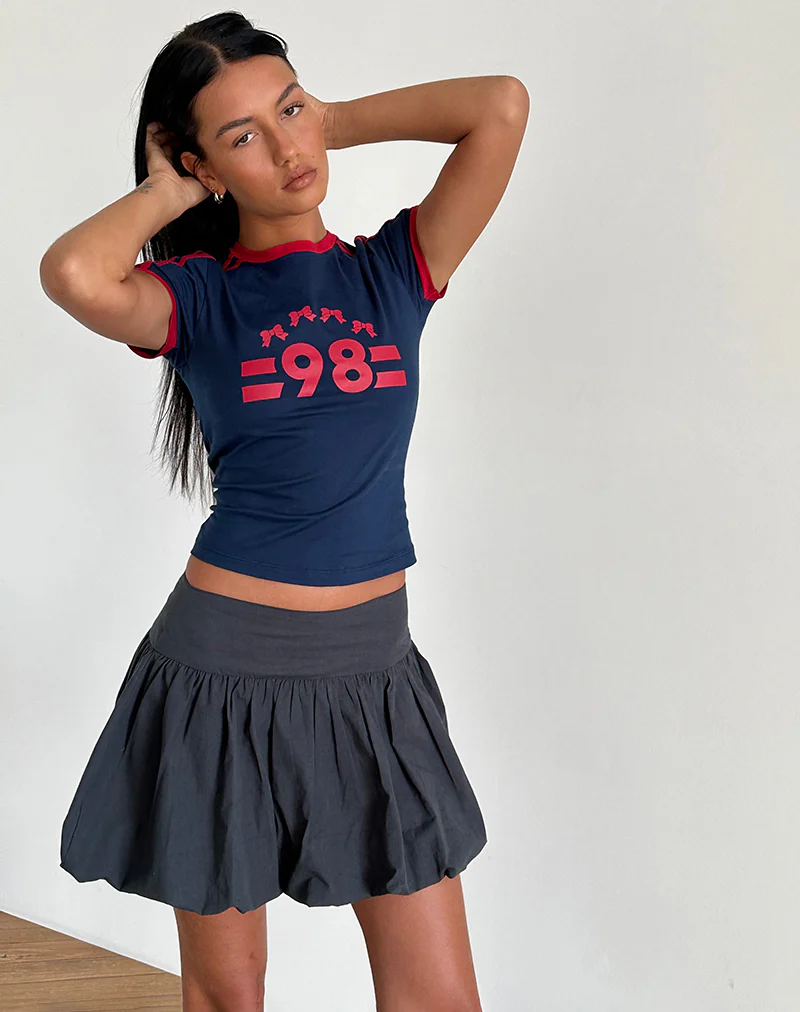 Kiyowo Puffball Mini Skirt in Charcoal Grey - Awmao