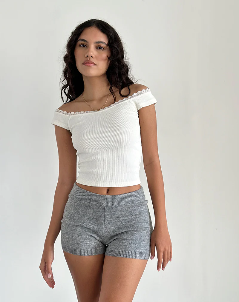 Husan Hot Pants in Knit Grey - Awmao