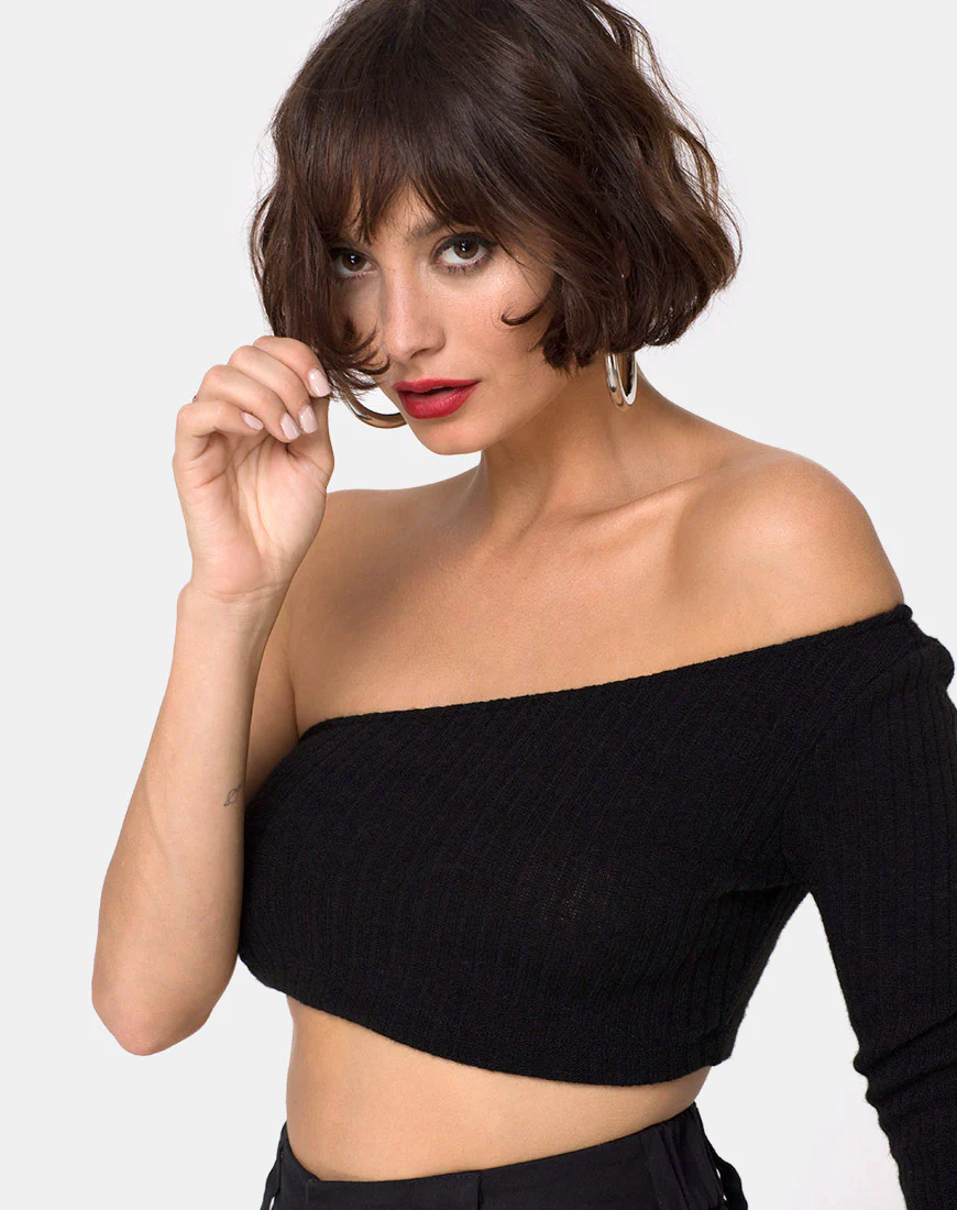 Fiax Top in Rib Black - Awmao