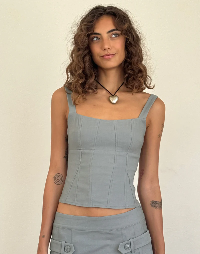 Ailsa Tie Back Top in Grey - Awmao
