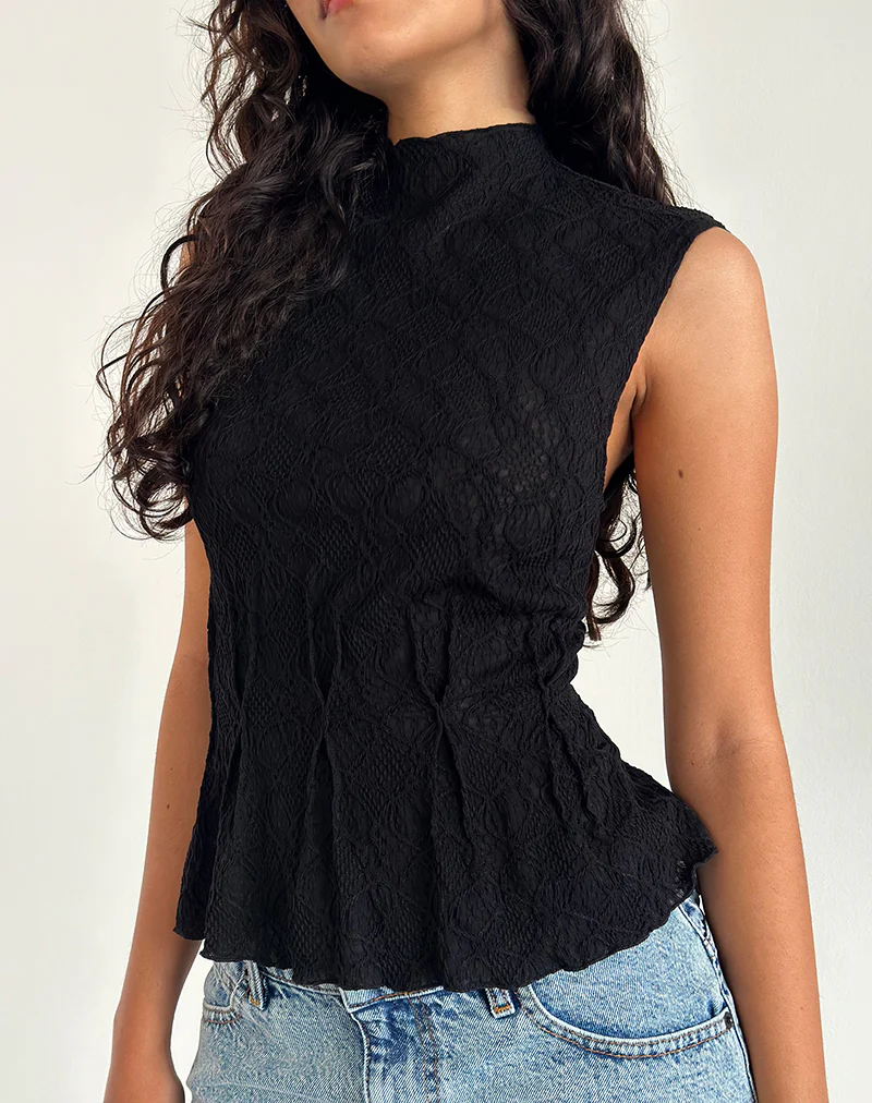 Kimbra Top in Textured Black - Awmao