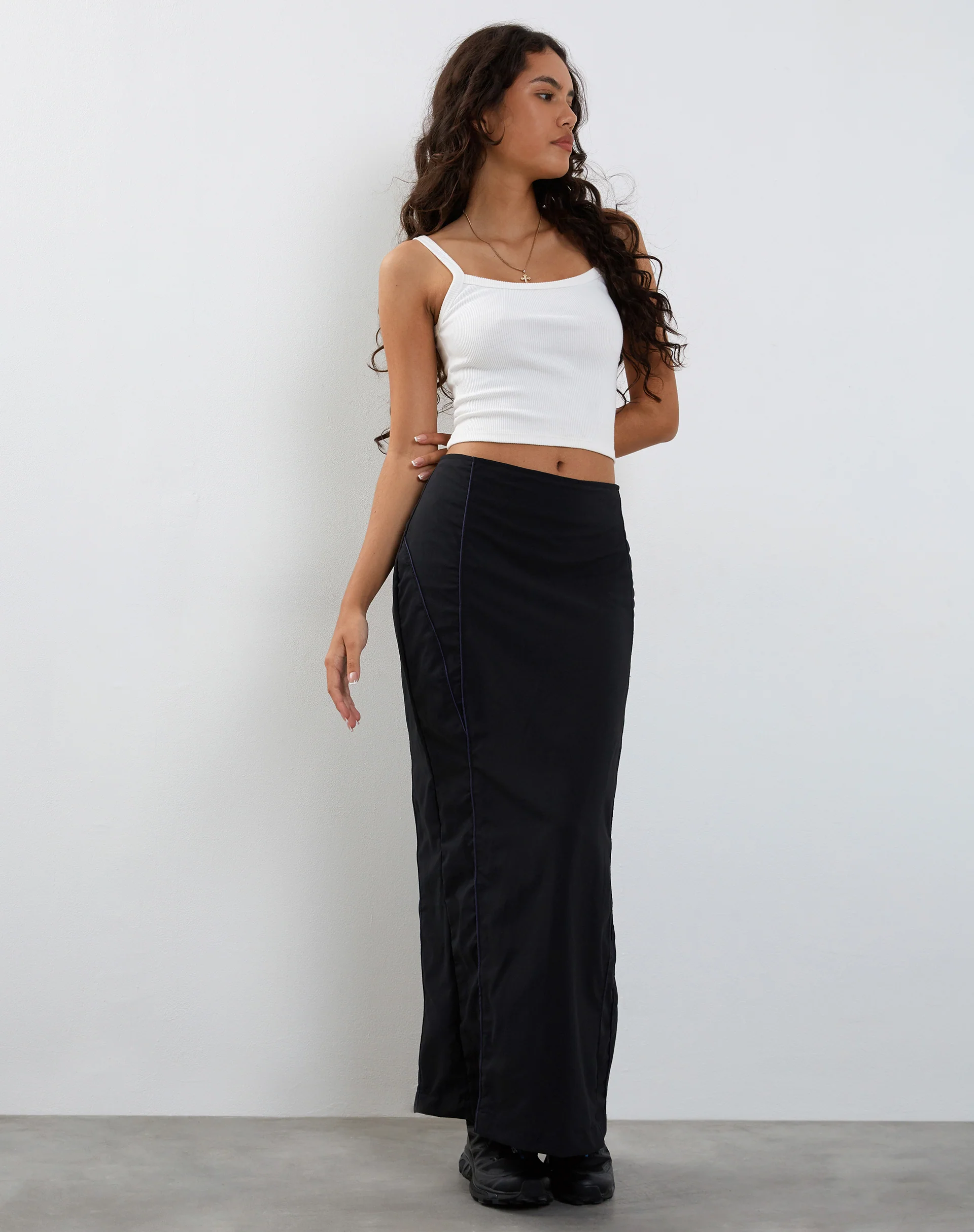 Skyla Maxi Skirt in Charcoal - Awmao