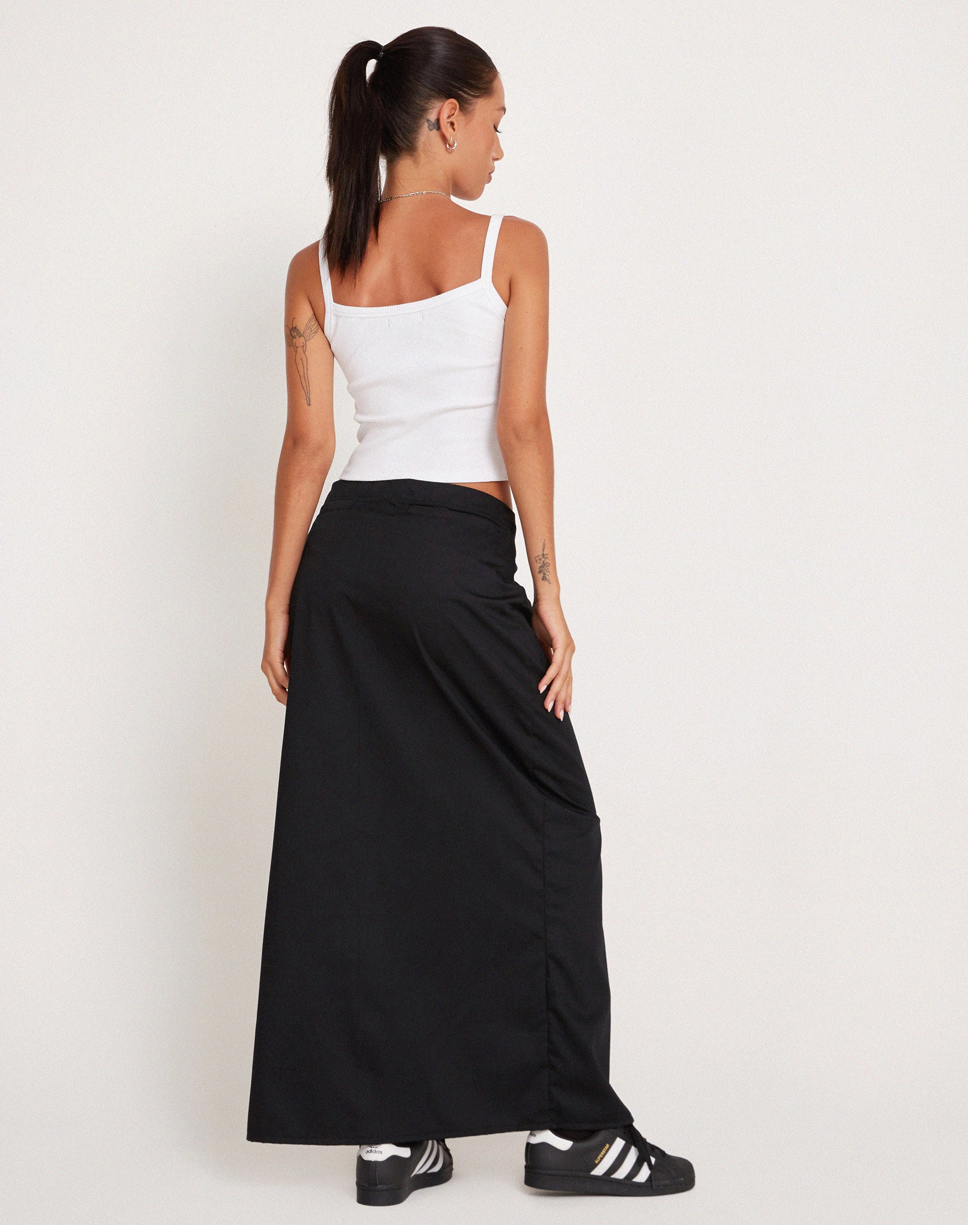 Haisley Cargo Maxi Skirt in Black - Awmao